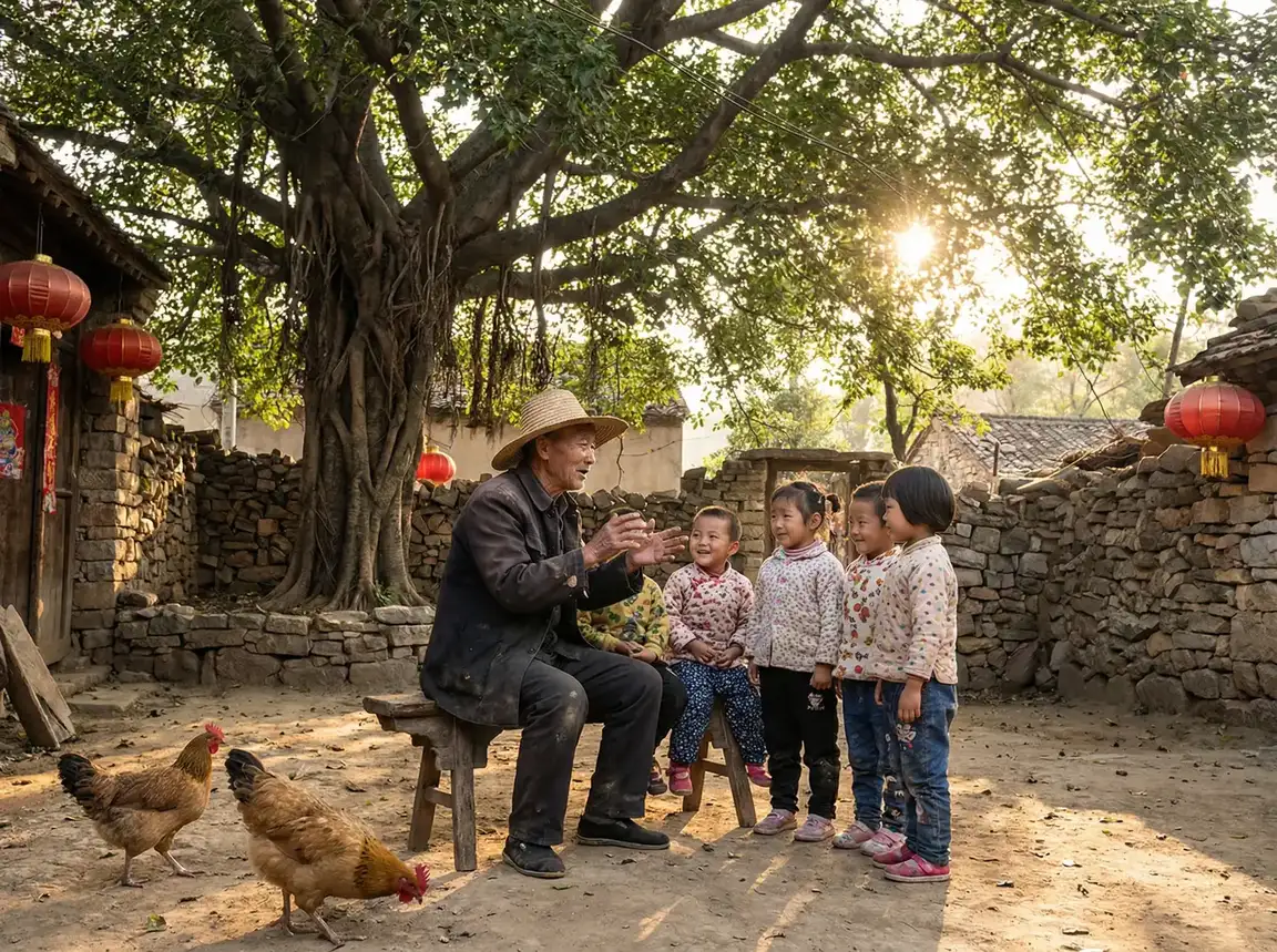 老人在大榕树下给孩子们讲故事 - 三上悠亚在线播放 乡村记忆